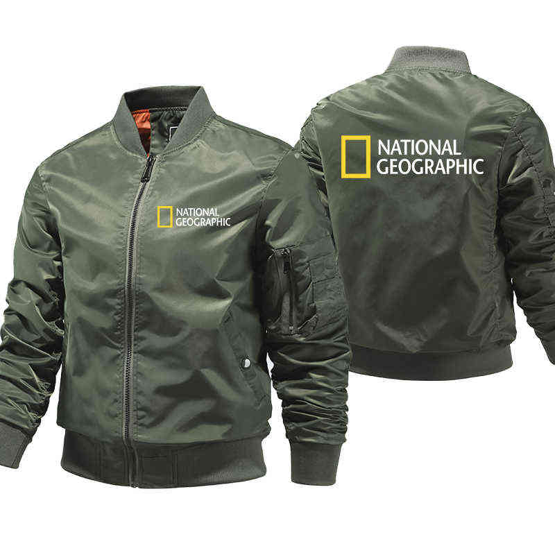 Mens bomber jackets National Geographic jacket streetwear hombre Spring Autumn Winter Coats Male Windbreak Jackets H1224