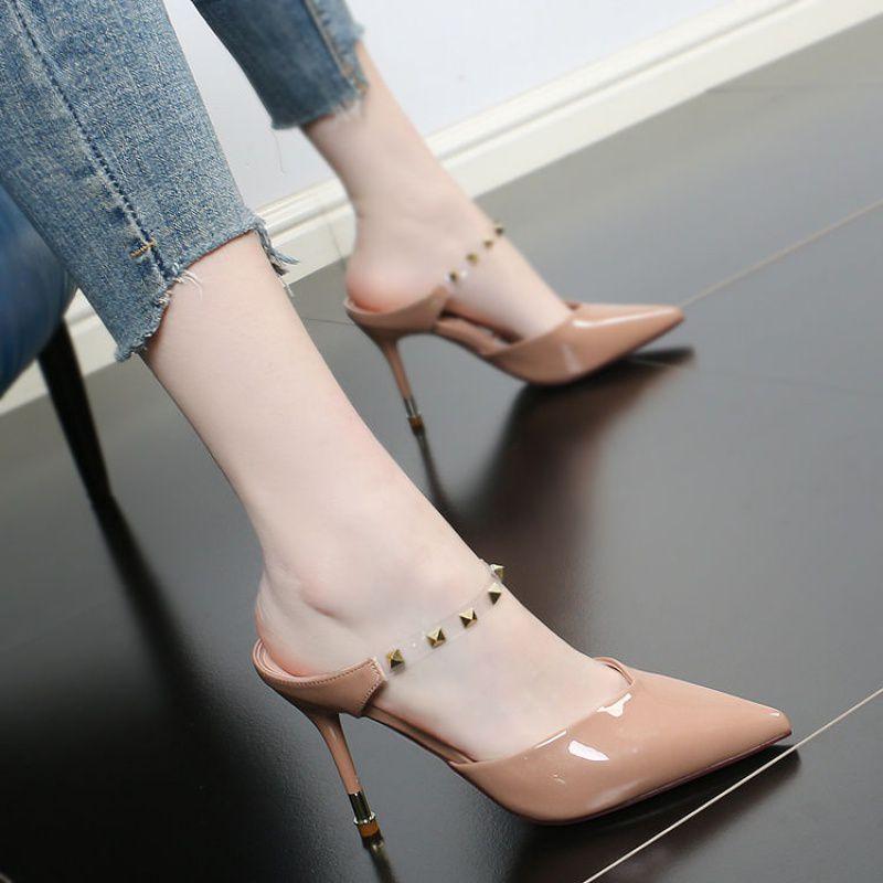 Sandals High-heeled And Slippers Women's Outer Wear Sexy Rivets Baotou Flip Flops Summer Stiletto Pointed High Heels Trend, Black
Sandals High-heeled And Slippers Women's Outer Wear Sexy Rivets Baotou Flip Flops Summer Stiletto Pointed High Heels Trend, Black