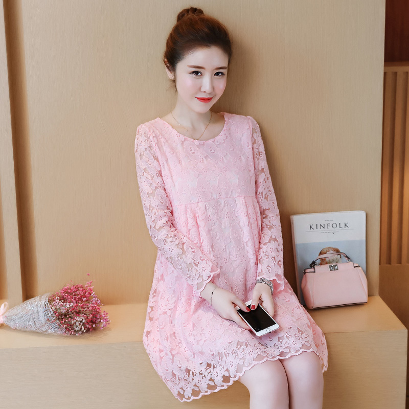 Autumn Fashion Hollow Out Elegant White Lace Party Dress High Quality Women Long Sleeve Casual Dresses 685E 210420