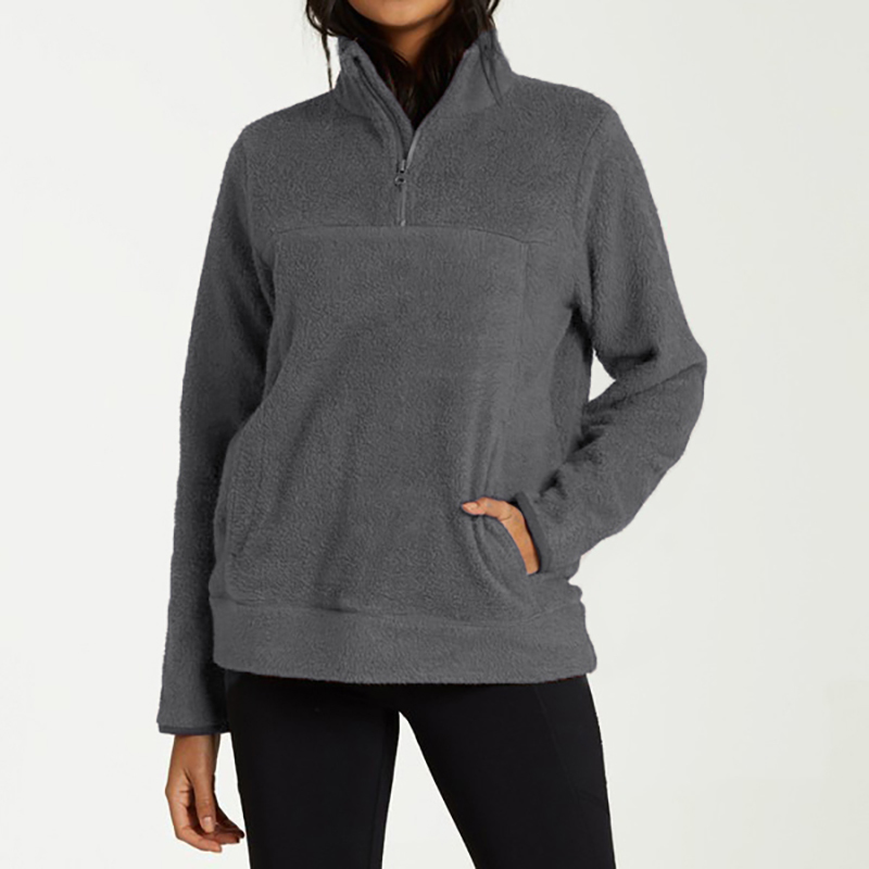 Women Hoodies Autumn Winter Warm Zipper Pocket Hoodie Casual Long Sleeve Fleece Pullover Solid Color Women Teddy Sweatshirts 210414