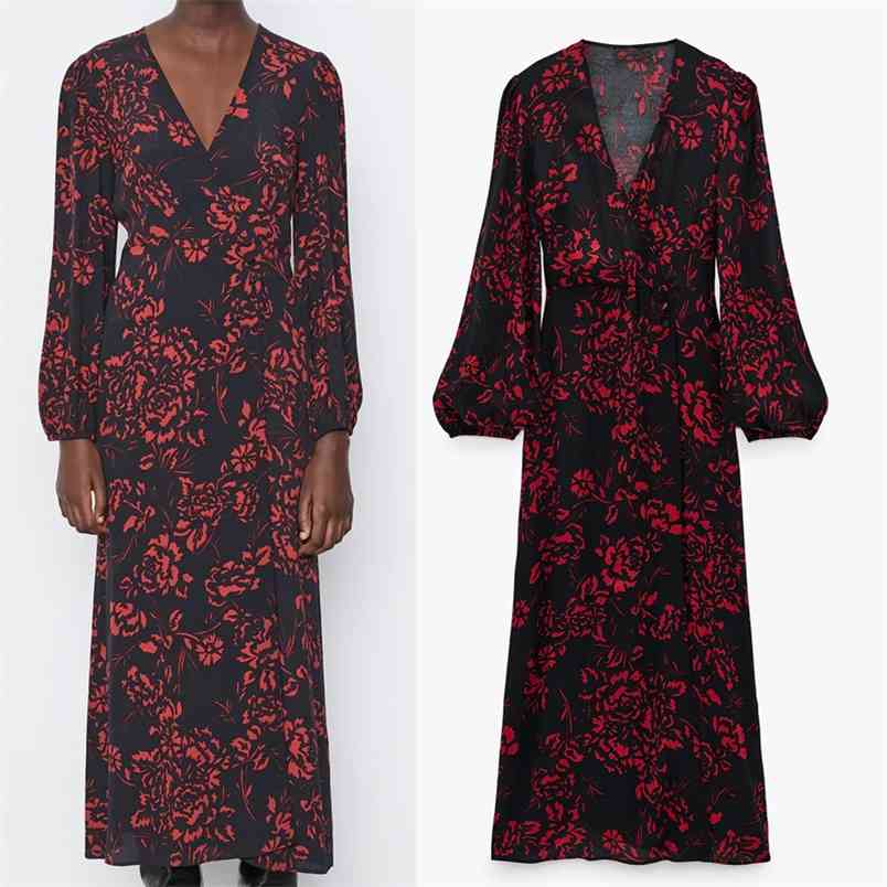 Black Printed Midi Dress Women Wrap V Neck Puff Sleeve Long Hem Slit Autumn Winter Vintage Elegant Ladies es 210519
Black Printed Midi Dress Women Wrap V Neck Puff Sleeve Long Hem Slit Autumn Winter Vintage Elegant Ladies es 210519
