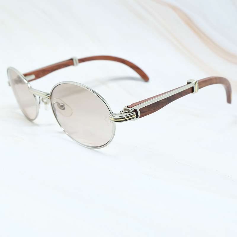 Classic Carter Men Wood Frame Brand Sunglasses Oval Designer Glasses Round Wooden Shades Eyewear