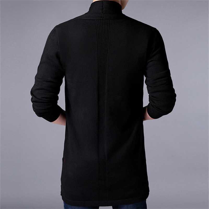 Sweater Coats Men Fashion Autumn Men's Slim Long Solid Color Knitted Jacket Fashion Men's Casual Sweater Cardigan Coats 211008