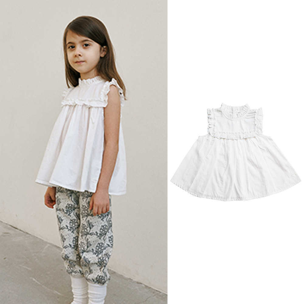 summer girls lace sleeveless shirt baby cute blouse fashion cloths 210702