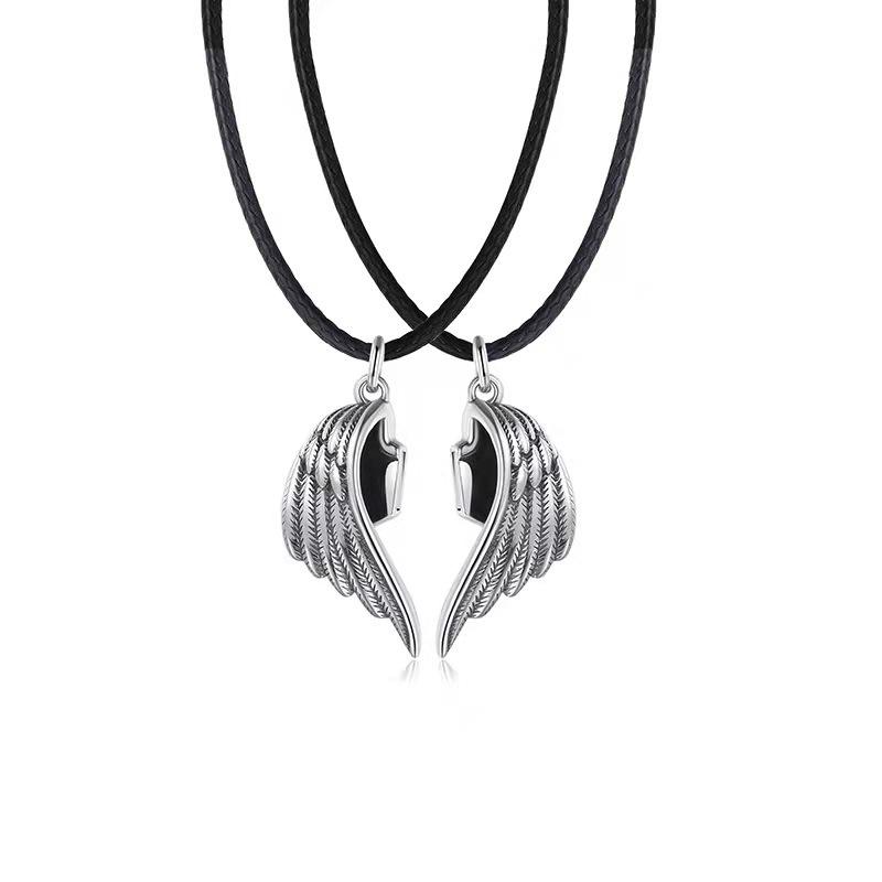 Pendant Necklaces Punk Magnets Attract Leather Rope Link Chain Angel Demon Wing Necklace For Lover Couples Men Women Clavicle Jewelry Gift
Pendant Necklaces Punk Magnets Attract Leather Rope Link Chain Angel Demon Wing Necklace For Lover Couples Men Women Clavicle Jewelry Gift