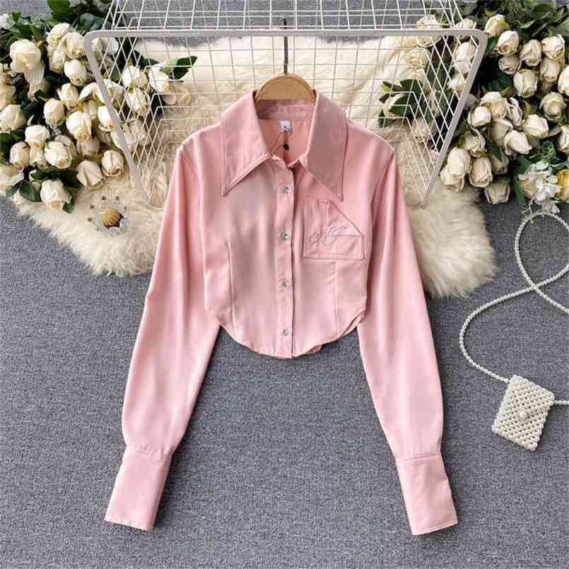 Shirt Blouse Women Spring Style Letters Embroidery Long Sleeve Turn down Collar Single Breasted Slim Fit Cropped 210603, White
Shirt Blouse Women Spring Style Letters Embroidery Long Sleeve Turn down Collar Single Breasted Slim Fit Cropped 210603, White