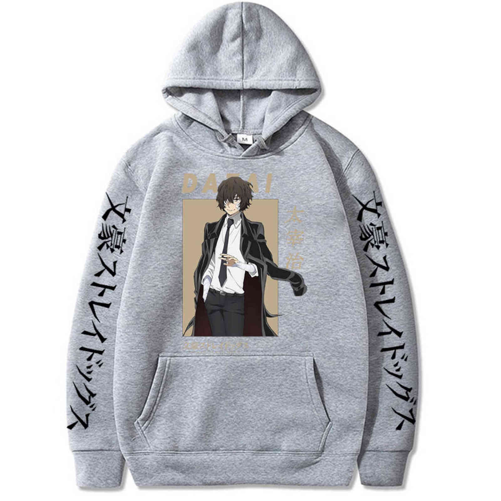 Cool Dazai Osamu Hoodie Hot Anime Harajuku Bungo Stray Dogs Hoodies Casual Printing Hooded Streetswear Sweatshirt Men Unisex Top Y211122