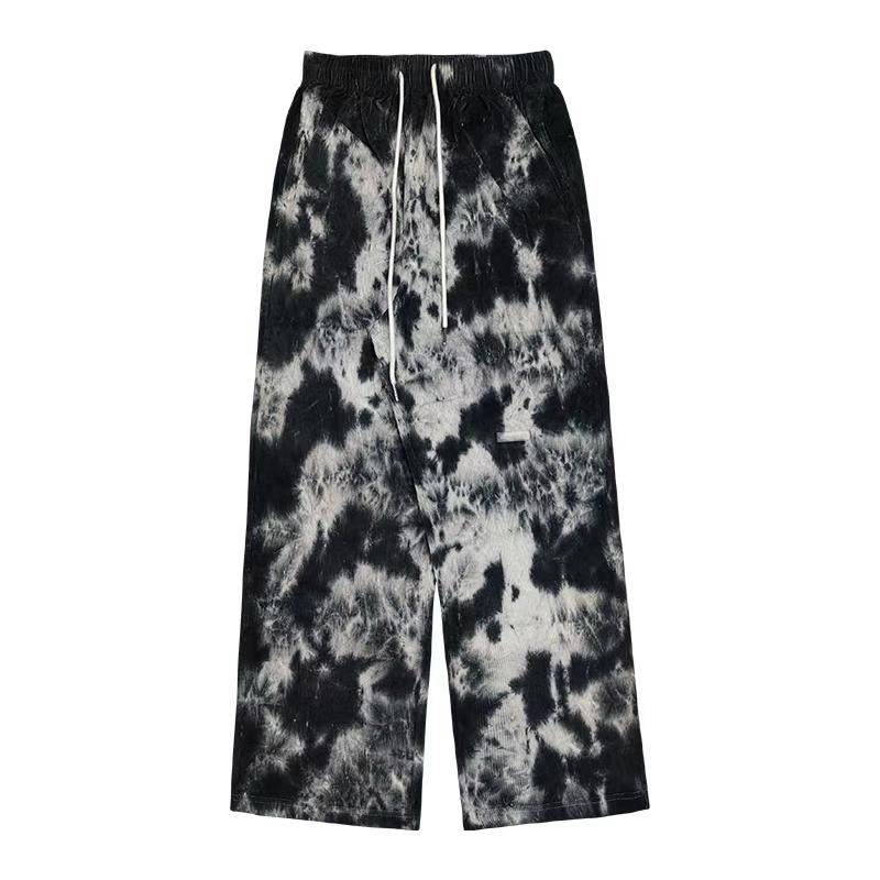 Elastic Waistband Loose Tie Dye Contrast Jogger Pant Women Man Wide Leg Streetwear Korean Harajuku Punk Hip Hop 210519