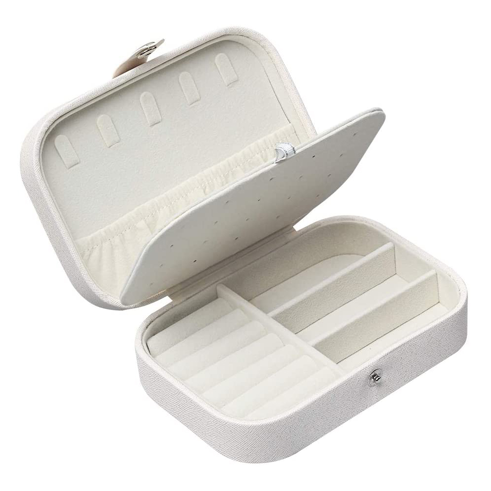 Jewelry Box Organizer Small Travel Portable PU Leather Display Storage Case for Rings Earrings Necklace Bracelets Girls Women