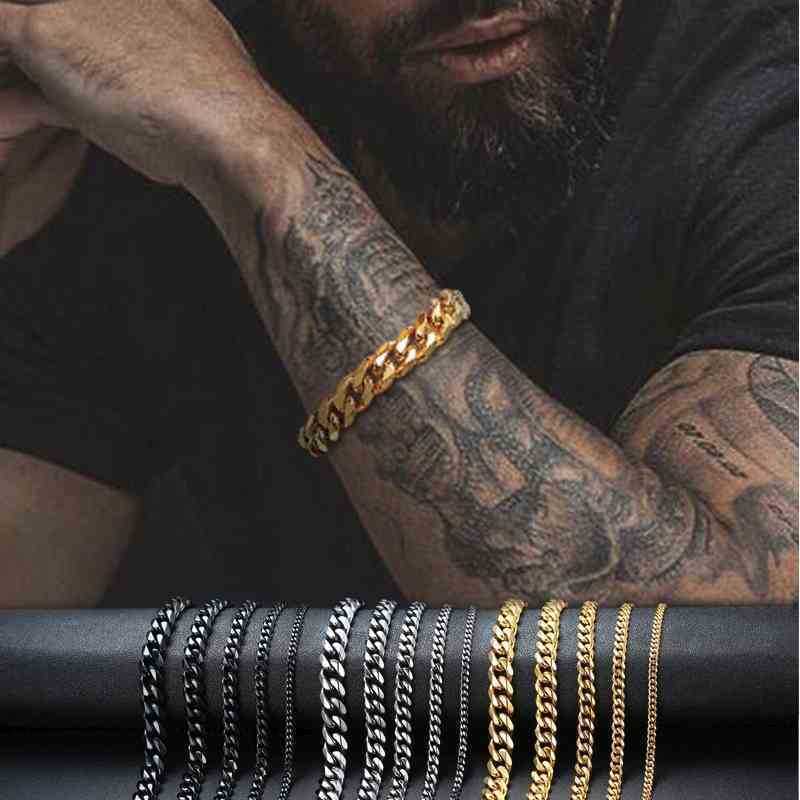 Stainless Steel Gold Cuban Chain Bracelet Men Hip Hop Street Rap Singer Jewelry Fashion Gift
Stainless Steel Gold Cuban Chain Bracelet Men Hip Hop Street Rap Singer Jewelry Fashion Gift
