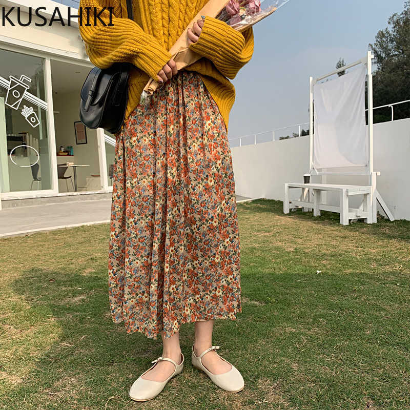 KUSAHIKI Spring Floral Chiffon Women Skirt Korean High Waist A-line Mid-calf Skirts Causal Sweet Mujer Faldas 6E009 210602, Purple
KUSAHIKI Spring Floral Chiffon Women Skirt Korean High Waist A-line Mid-calf Skirts Causal Sweet Mujer Faldas 6E009 210602, Purple