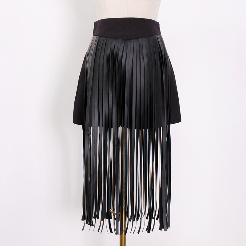 Patchwork Tassel Shirt For Women High Waist Solid Streetwear Shorts Female Summer Fashion Clothing 210521