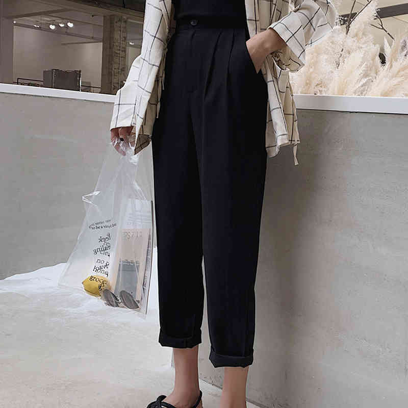 Summer Women Pants Fashion High Waist White Harem Solid Casual Cotton and Linen Ladies Loose Trousers 9758 210518