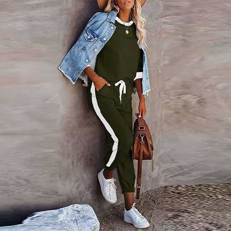 Casual Splicing Two-Piece Sets Women Contrast Color Long Sleeve Tops And Lace Up Harem Pants Suit Female Street Stripe Tracksuit 210709, Black
Casual Splicing Two-Piece Sets Women Contrast Color Long Sleeve Tops And Lace Up Harem Pants Suit Female Street Stripe Tracksuit 210709, Black