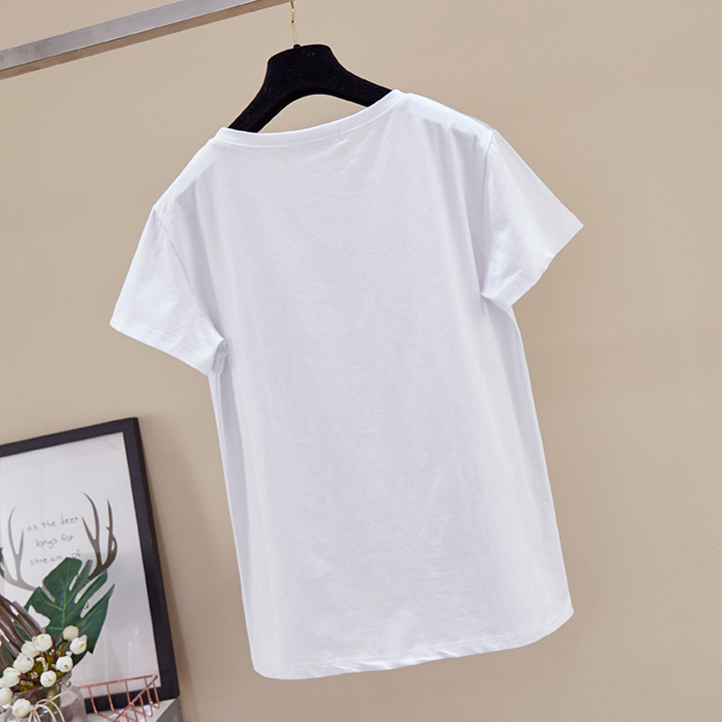 Female short-sleeve t-shirt loose large size 200g summer new women's clothing plus fertilizer to increase half-sleeve tops 210406