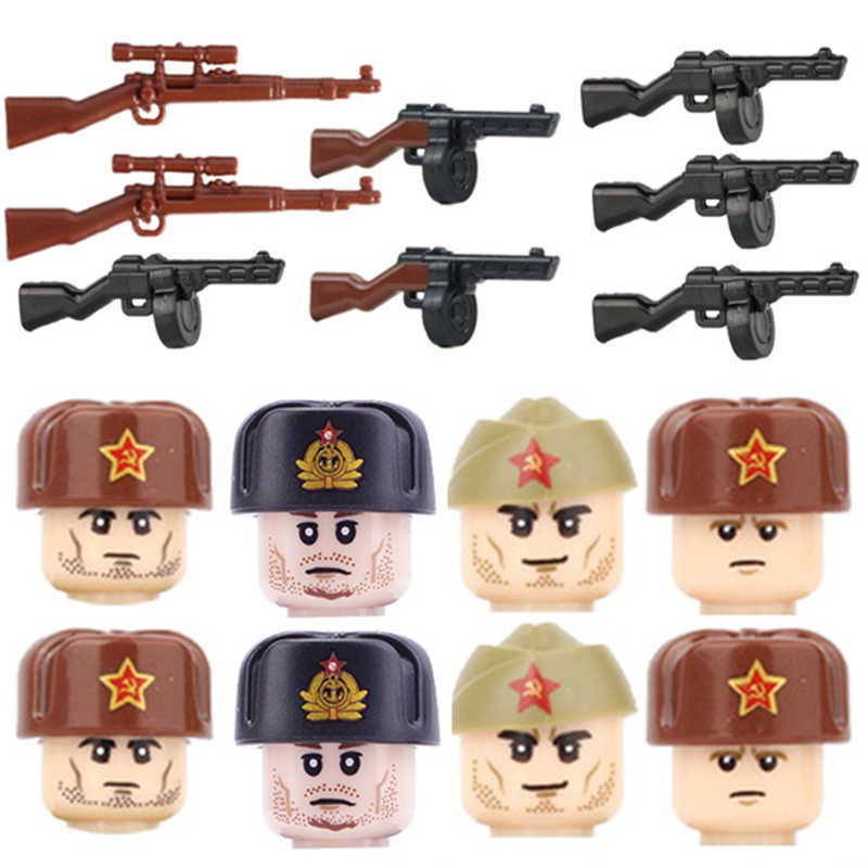 WW2 Soviet Union Infantry Soldiers Figures Building Blocks Military Army French Soldier Gun Helmet Parts Bricks Toy For Children Y0808
WW2 Soviet Union Infantry Soldiers Figures Building Blocks Military Army French Soldier Gun Helmet Parts Bricks Toy For Children Y0808