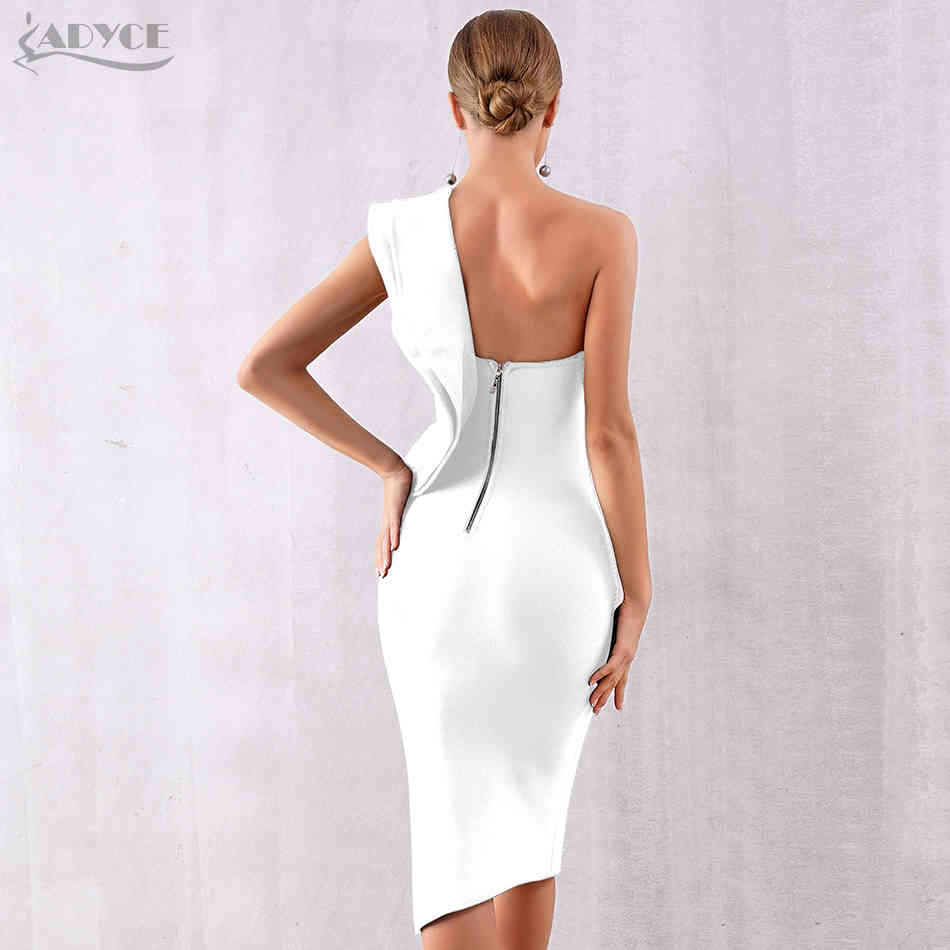 Summer Women Bandage Dress Sexy One Shoulder Ruffles Bodycon Club es Vestidos Celebrity Evening Party 210423