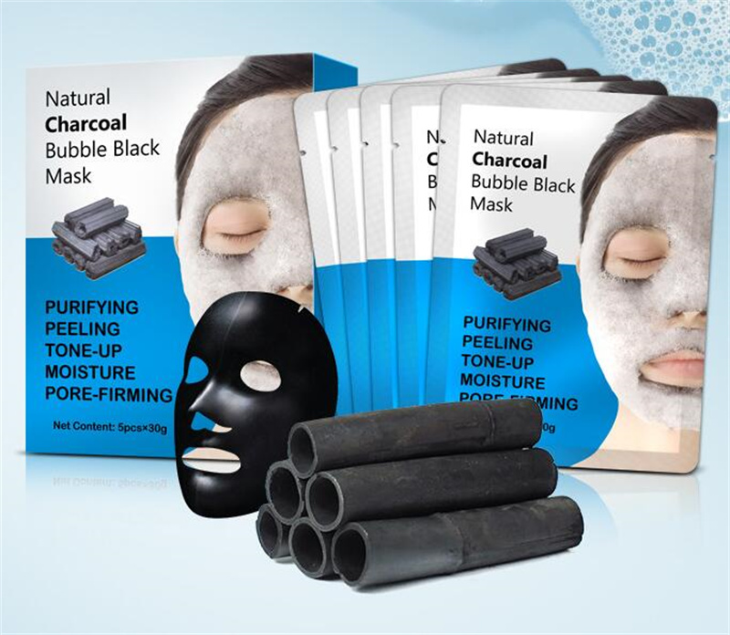 

Bamboo Charcoal Pure Moisturizing Bubble Face Mask Deep Cleansing Oil Control Skin Rejuvenation Shrink Pore Foam Black Masks