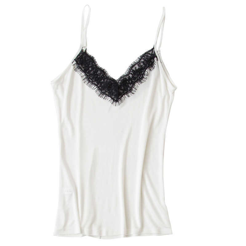 SuyaDream Women Silk Camis 30% Natural silk and lace Camisoles V neck Bottoming Shirt Black Purple White Summer TOP 210625