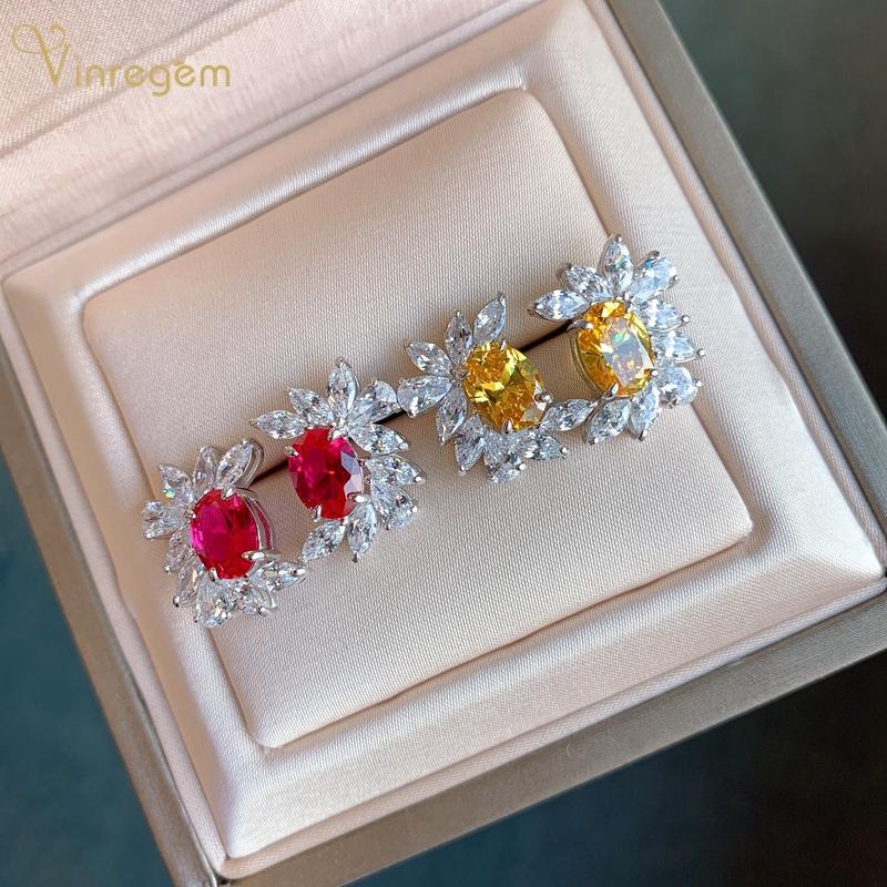 Stud Vinregem Vintage 925 Sterling Silver Citrine Ruby Created Moissanite Ear Studs/Earrings For Women Wedding Fine Jewelry Wholesale, Golden;silver
Stud Vinregem Vintage 925 Sterling Silver Citrine Ruby Created Moissanite Ear Studs/Earrings For Women Wedding Fine Jewelry Wholesale, Golden;silver