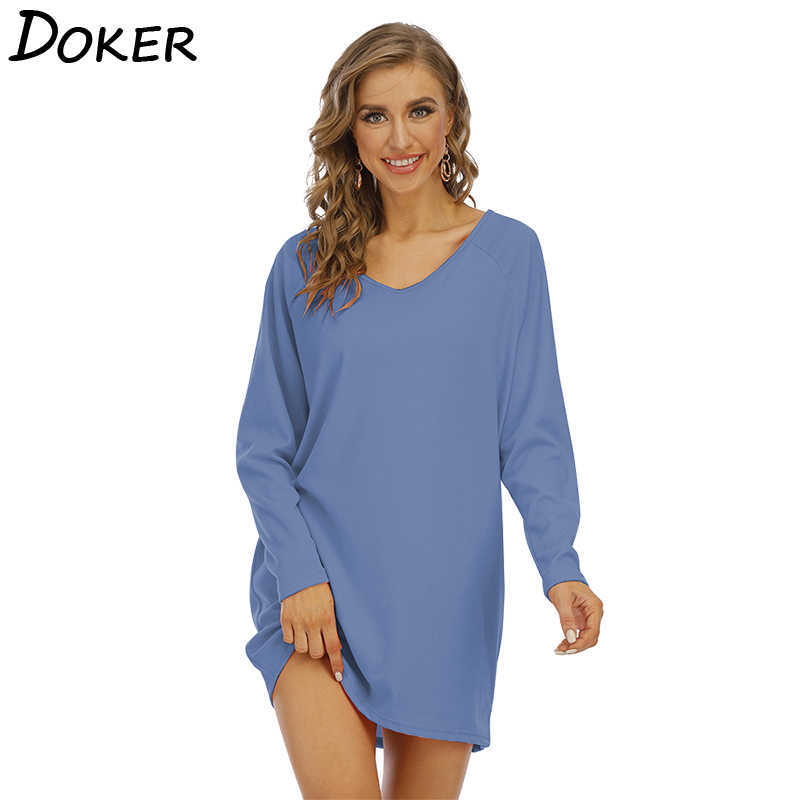 Summer Solid Color Long Sleeve V Neck Women Dress Simple Casual Loose Daily Life Ladies Plus Size Mini Dresses 210604, Black
Summer Solid Color Long Sleeve V Neck Women Dress Simple Casual Loose Daily Life Ladies Plus Size Mini Dresses 210604, Black