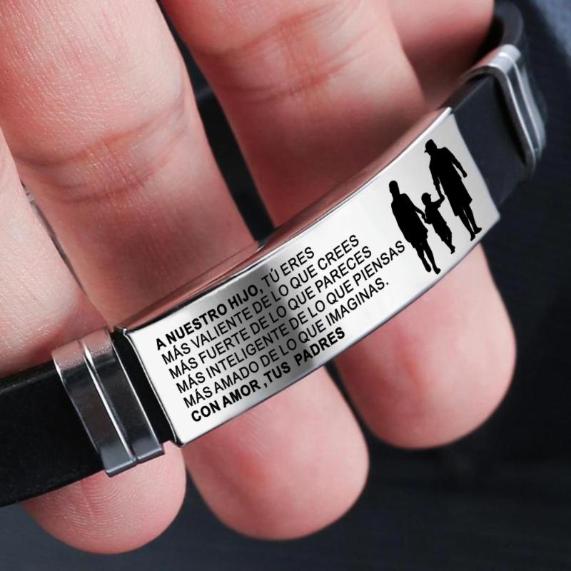 Charm Bracelets Español Spanish To Our Son Nuestro Hijo From Parent Tus Padres Hand-Woven Bracelet Leather Stainless Steel Brazalete
Charm Bracelets Español Spanish To Our Son Nuestro Hijo From Parent Tus Padres Hand-Woven Bracelet Leather Stainless Steel Brazalete