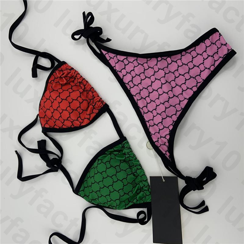 2021 Newest Style Two-piece Bikini Novelty Contrast Color Women's Swimwear Special Stylish Plaid Pattern High Leg Thong Bikinis Set Beach Party C