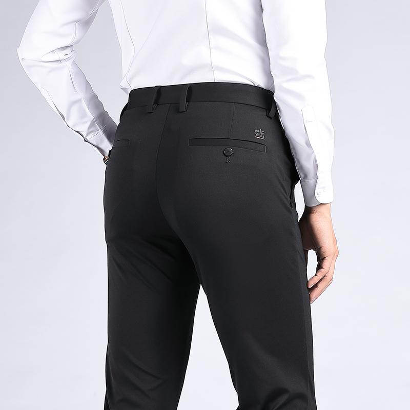 Summer Men's Thin Stretch Trousers Casual Solid Color Youth Non-iron Slim Pants