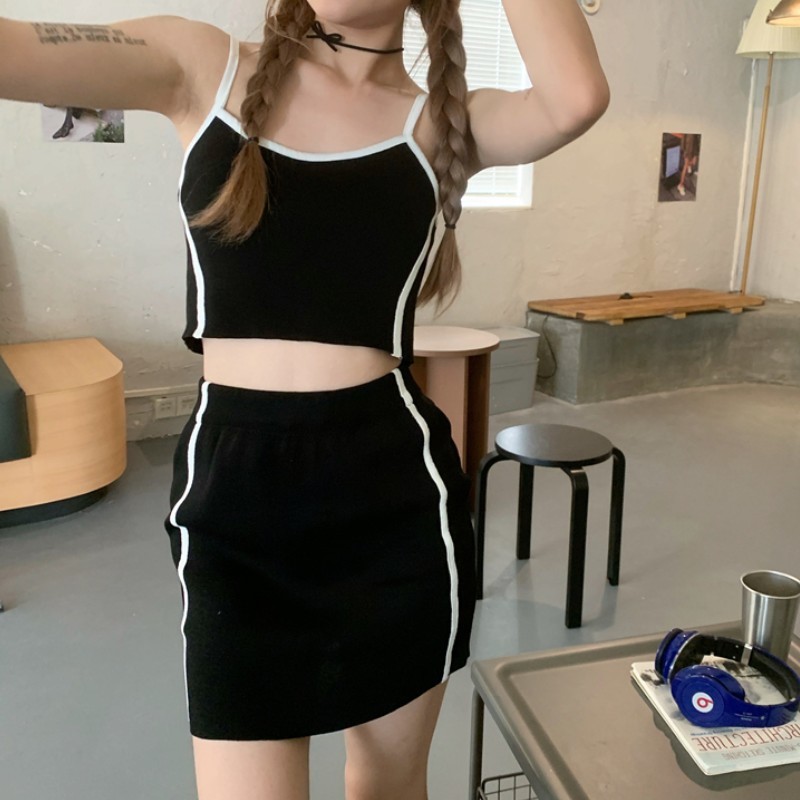Summer 2 Piece Set Women Sexy knitting Sling Vest Top + High Waist Bodycon Mini Skirt Suit 210518, Photo color
Summer 2 Piece Set Women Sexy knitting Sling Vest Top + High Waist Bodycon Mini Skirt Suit 210518, Photo color