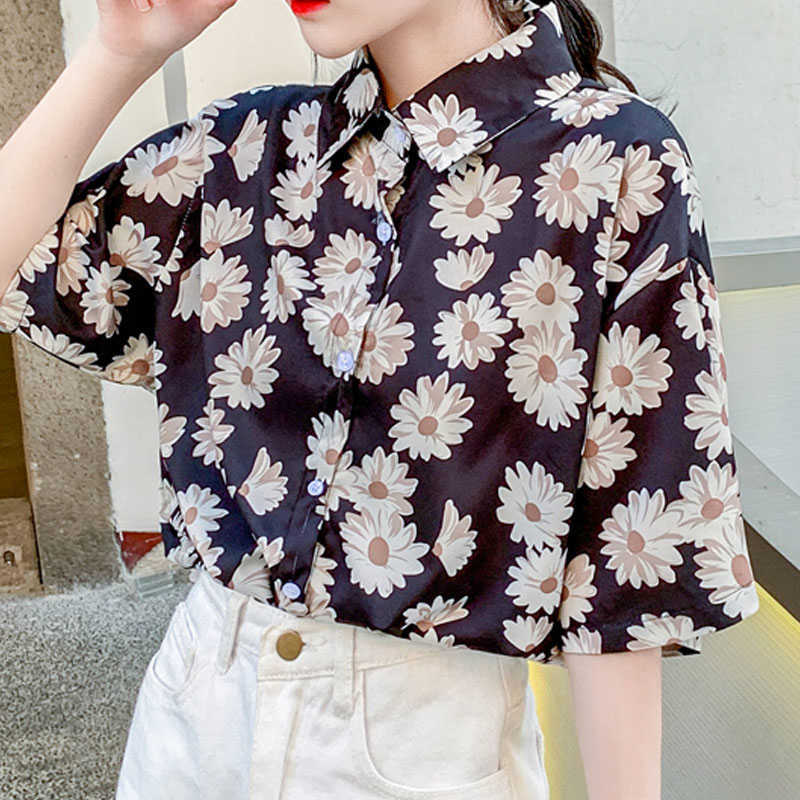Blouse Women Summer Short Sleeve Blouse Shirt Women Tops Turn Down Collar Print Chiffon Blouse Women Shirts Blusas D151 210602, Black
Blouse Women Summer Short Sleeve Blouse Shirt Women Tops Turn Down Collar Print Chiffon Blouse Women Shirts Blusas D151 210602, Black