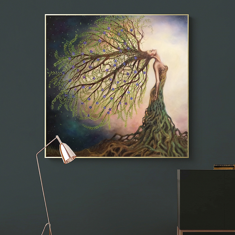 RELIABLI ART Abstract Girl Tree Hair Posters Canvas Painting Wall Art Pictures For Living Room Home Decoration Modern Prints