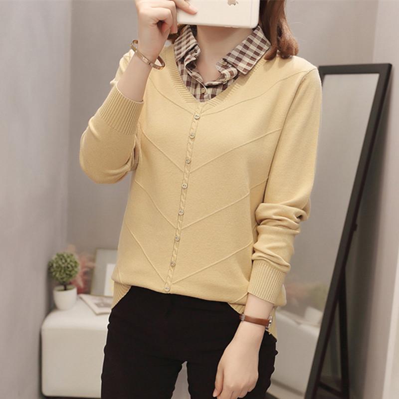Women's Sweaters Plaid Stitch False Two Piece Knitted Plus Large Size Oversize Korean Fashion Pullovers For Autumn Clothing, White;black
Women's Sweaters Plaid Stitch False Two Piece Knitted Plus Large Size Oversize Korean Fashion Pullovers For Autumn Clothing, White;black