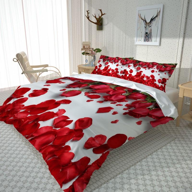 Fashion Romance Rose Petal Printing Bedding Home Textiles Single Bed Double Duvet Cover Pillow Case Sheet Boy Girl Set Sets