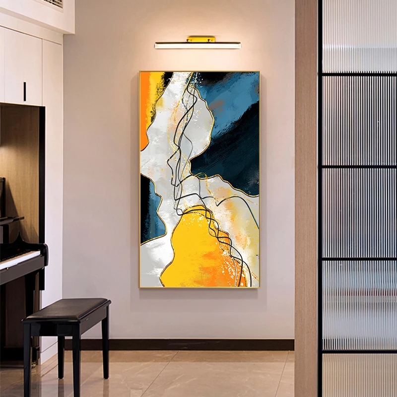 Golden Black Lines Poster Print Modern Abstract Yellow Blue Canvas Painting Nordic Red Fashion Wall Art Decor Picture Home Decor