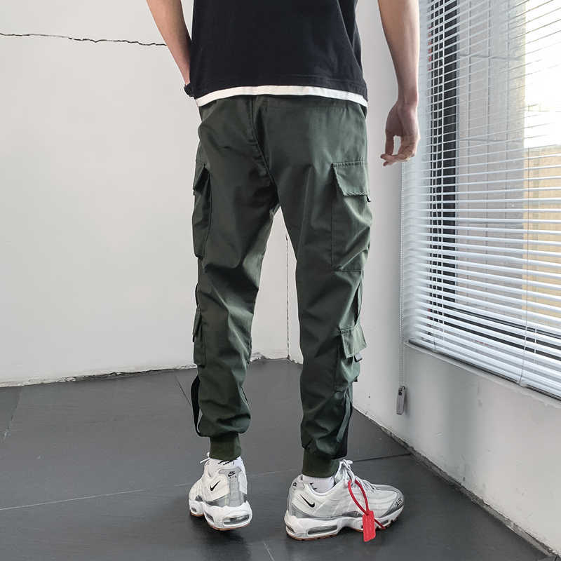2020 Ankle Length Men Pants Streetwear Sweatpants Elasticated Waistband Drawstring Casual Trousers Y0927