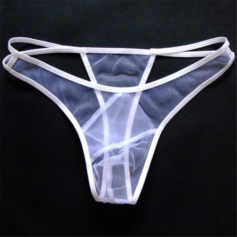 Sexy Mens Briefs G-String Erotic Lingerie Panties Low Waist Jockstraps Pouch Sheer Hollow Out Gauze See-through Thongs Underwear Underpants