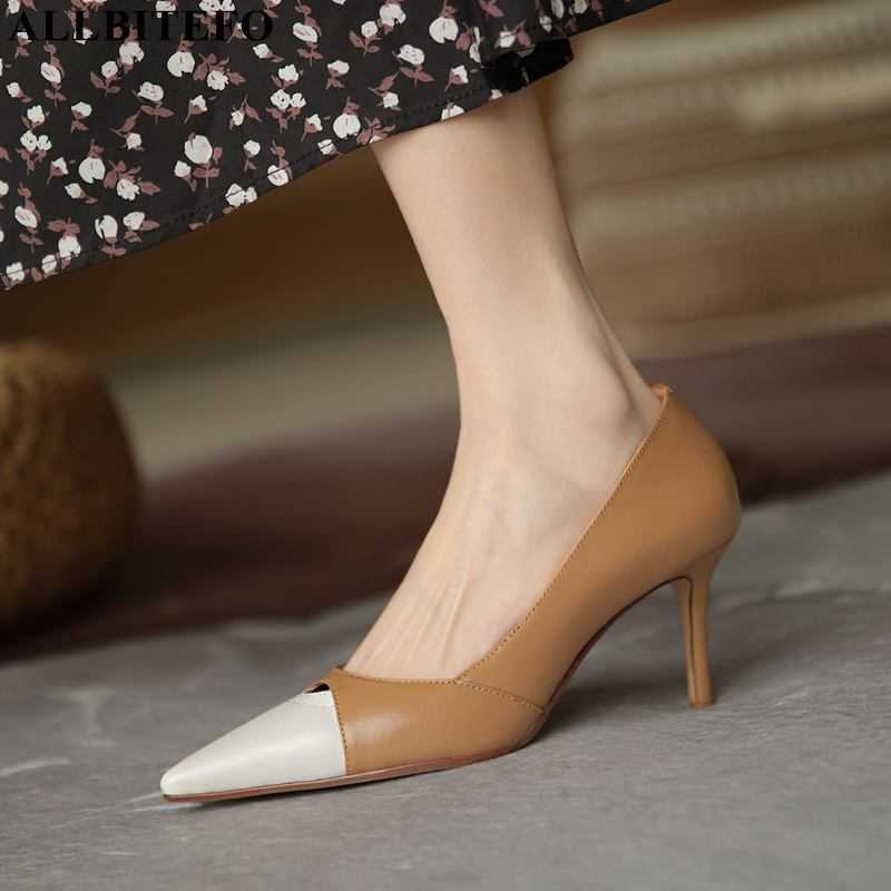 ALLBITEFO mixed colors natural soft genuine leather high heel shoes pointed toe women pumps street fashion women heels shoes 210611, As picture
ALLBITEFO mixed colors natural soft genuine leather high heel shoes pointed toe women pumps street fashion women heels shoes 210611, As picture
