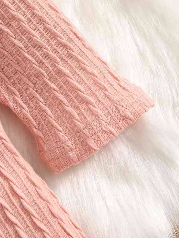 Baby Cable Textured Guipure Lace Ruffle Trim Dress With Headband SHE