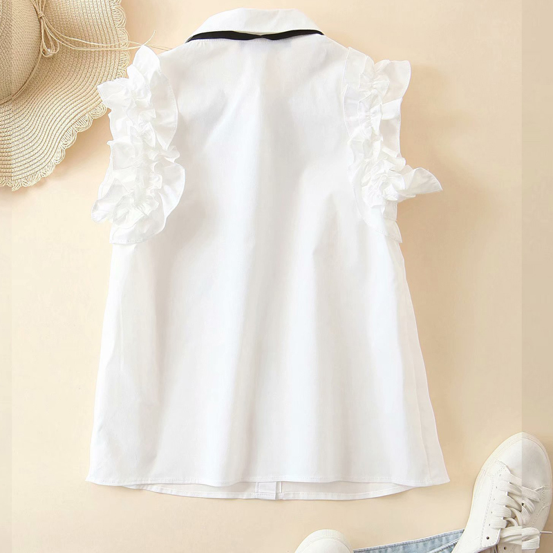 Harajuku White Lapel Bow Sweet Women's Shirt Summer Retro Folds To Reduce Age Fresh Chic Cute Female Tops 210507