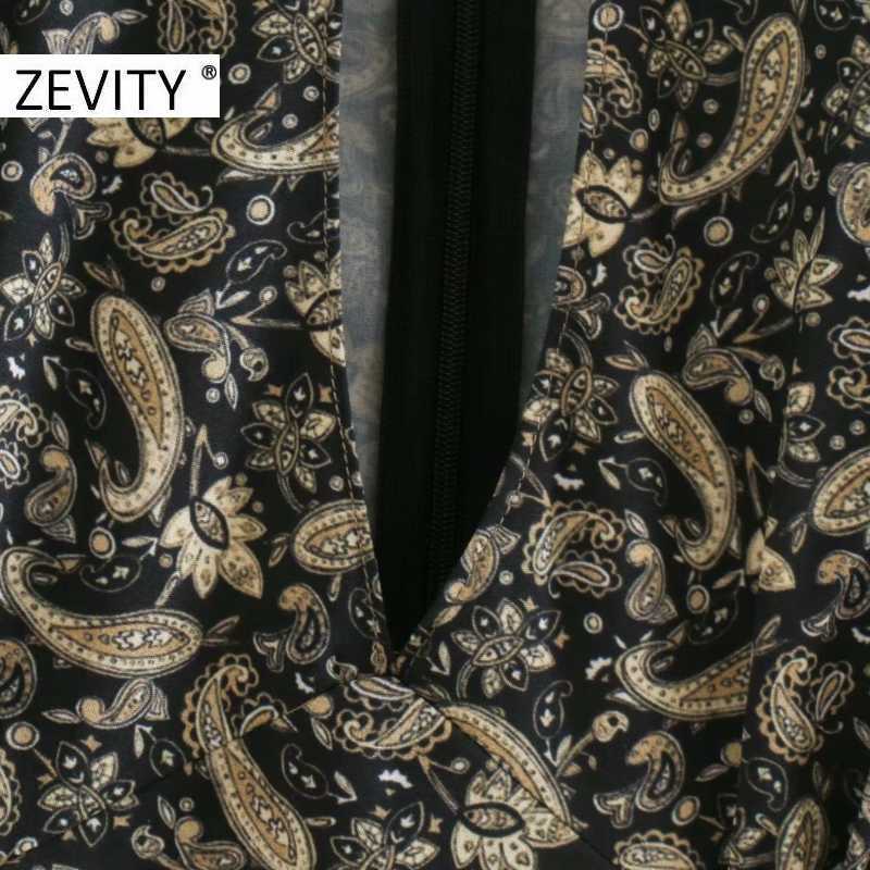 Zevity Autumn Women Vintage Cashew Nuts Print Hem Tassel Asymmetrical Dress Ladies Chic Sexy Hole Slim Party Vestido DS4546 210603