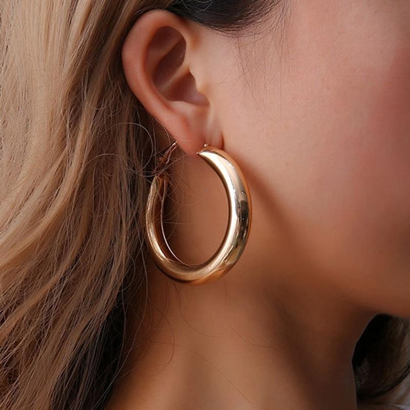 Hoop & Huggie Stainless Steel Big Round Wives Earrings Gifts For Women OL Styles Gold Color Circle Creole от DHgate WW
