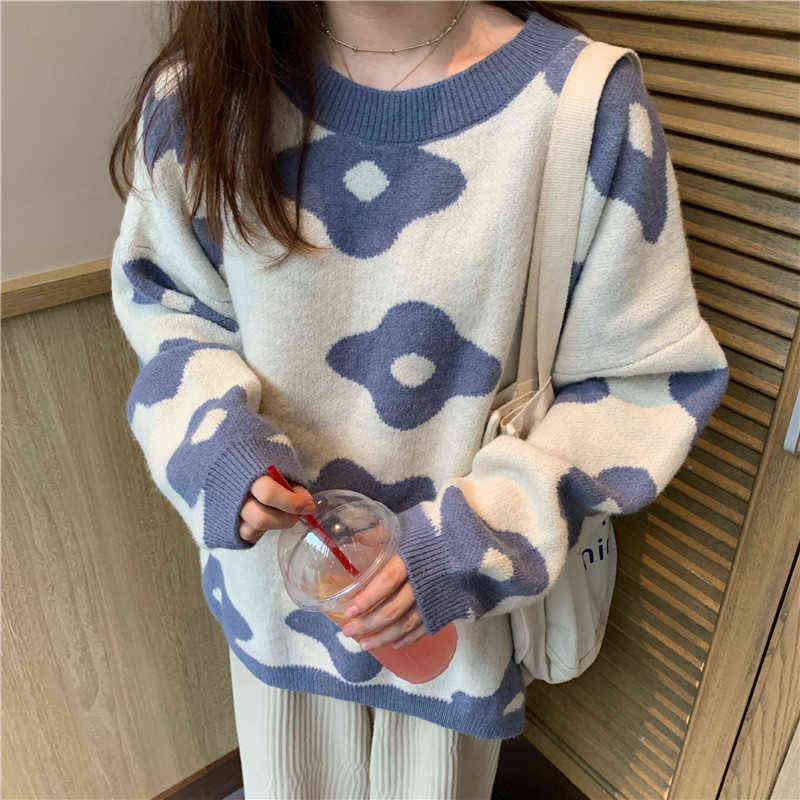 ins fashion Women Sweaters Winter Women Flower Sweaters over size women pullover sweaters 211109