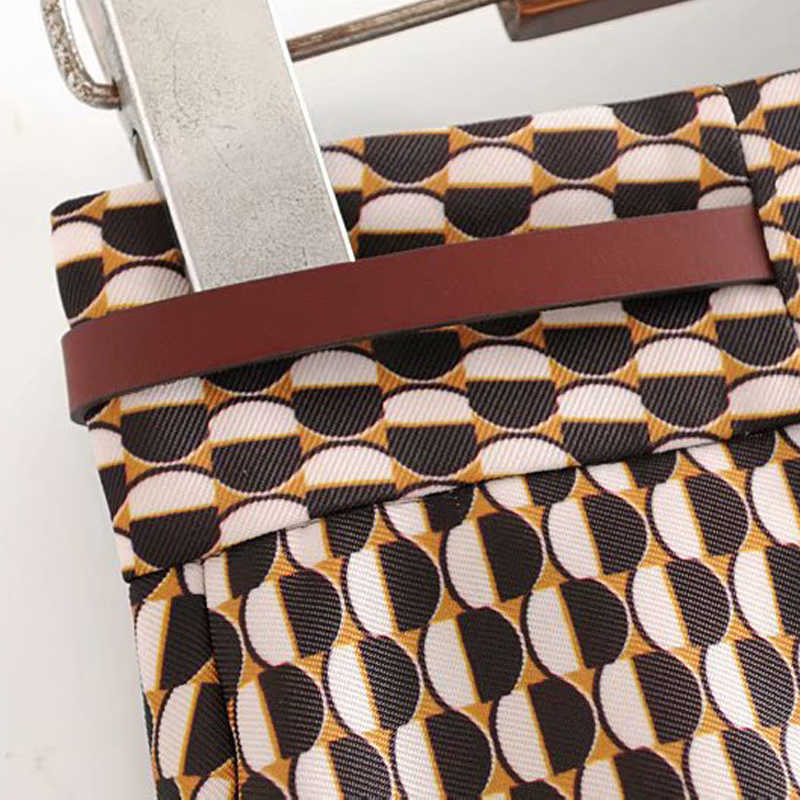 oversized women fashion skirts autumn geometric print midi skirt casual vintage office with belt ladies long 210619