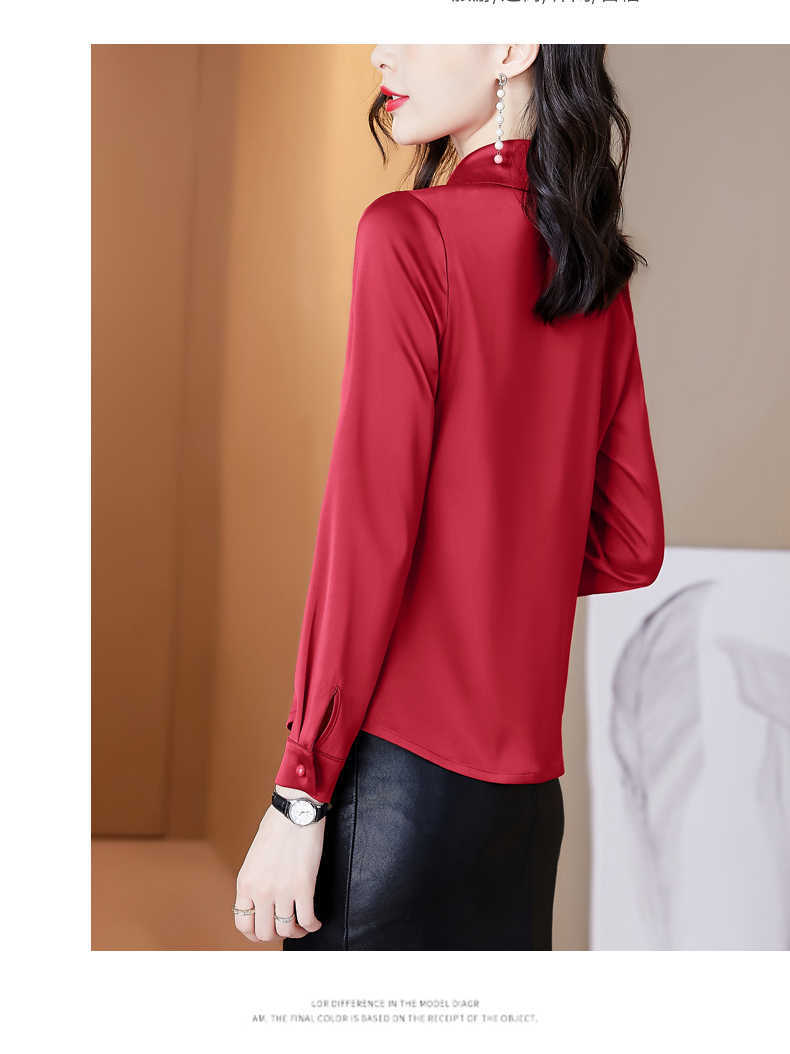 Korean Fashion Silk Women Blouses Office Lady Shirts Satin Long Sleeve Womens Tops and Plus Size XXXL Blusas Largas 210531