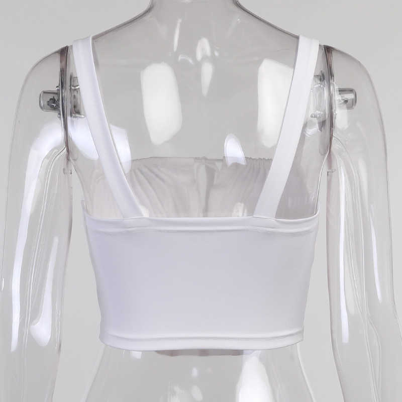 Colysmo White Tops Women Backless Square Neck Crop Top Chest Draped Bow Lace Up Corset Holiday Club Casual Bustier 210527