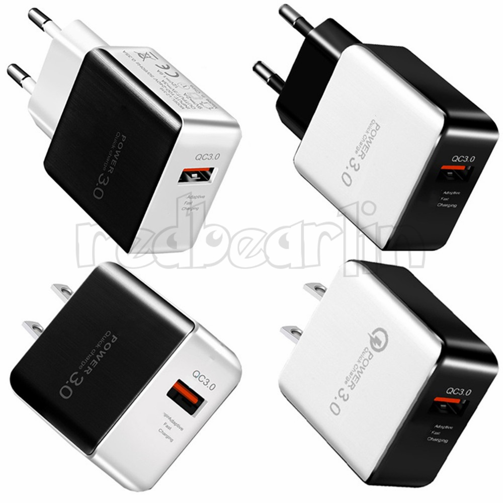 QC3.0 Fast Quick USB wall charger 18W power adapter 5V 3A 9v 2A for Iphone 12 13 14 15 samsung s7 s8 S10 S22 S23 lg android phone Retail package
