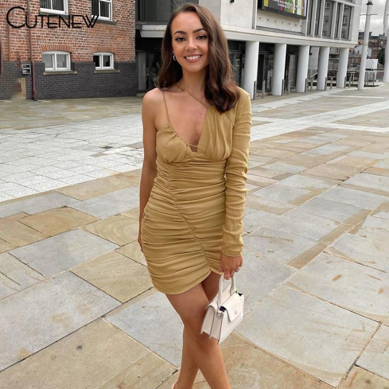 Casual Dresses Cute Solid Folds One Shoulder Asymmetry V-Neck Bodycon Mini Womens Autumn French Romantic Slim Lady Streetwear, Black;gray
Casual Dresses Cute Solid Folds One Shoulder Asymmetry V-Neck Bodycon Mini Womens Autumn French Romantic Slim Lady Streetwear, Black;gray