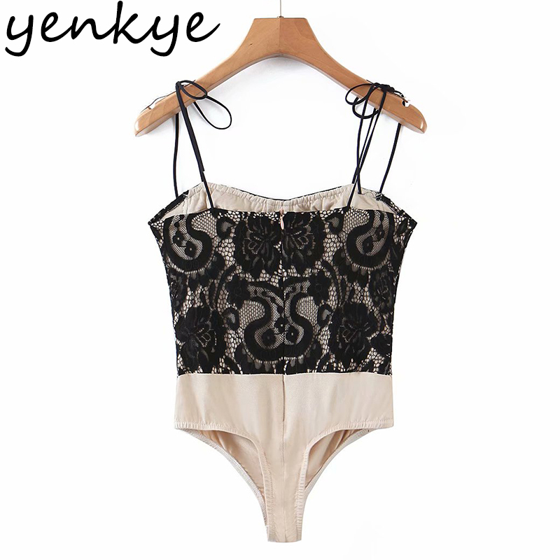 Fashion Lace Patchwork Sexy Bodysuit Women Summer Party Night Club Body Femme Lingerie Top 210430