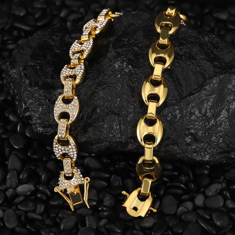 Chains 13MM Bling Coffee Bean Iced Out CZ Pig Nose Rhinestone Choker Link Chain Necklaces & Bracelet HIP HOP For Men Jewelry
Chains 13MM Bling Coffee Bean Iced Out CZ Pig Nose Rhinestone Choker Link Chain Necklaces & Bracelet HIP HOP For Men Jewelry