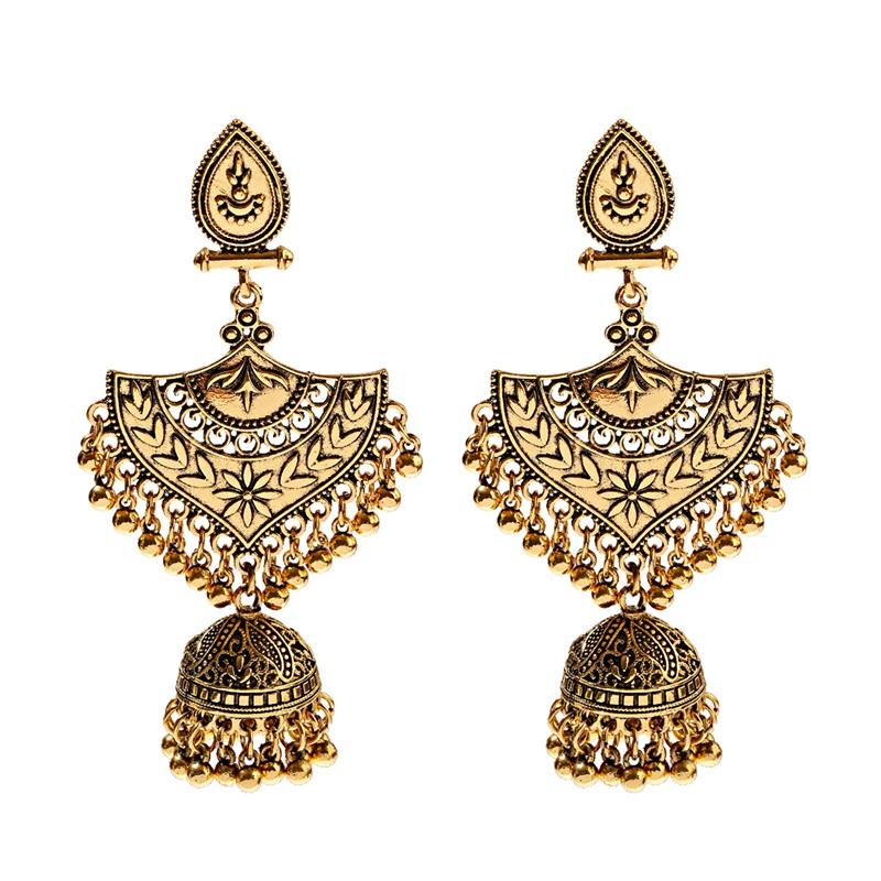 Retro Women's Big Sector Flower Carved Indian Jhumka Earrings Vintage Bell Tassel Turkey Dangling Earrings
Retro Women's Big Sector Flower Carved Indian Jhumka Earrings Vintage Bell Tassel Turkey Dangling Earrings